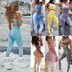 Hot style 2 Piece Moisture Sweat Sports Bra Tuck in Pants Tie-dye Seamless Yoga Wear
