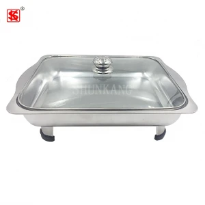 Hotel Stainless Steel Buffet Food Warmer Cookware Chafing Dish Buffet Hot Pots To Keep Food Warm With Visible Glass Lid