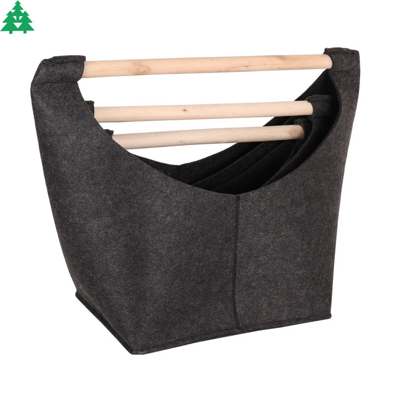 House item housewives hand bag large felt wood handle baskets stylish laundry Hamper basket