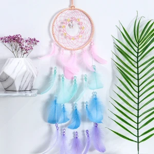 Indian Handmade Feather LED Car Ornament Birthday Valentine&#x27;s Day Gift Dream Catcher