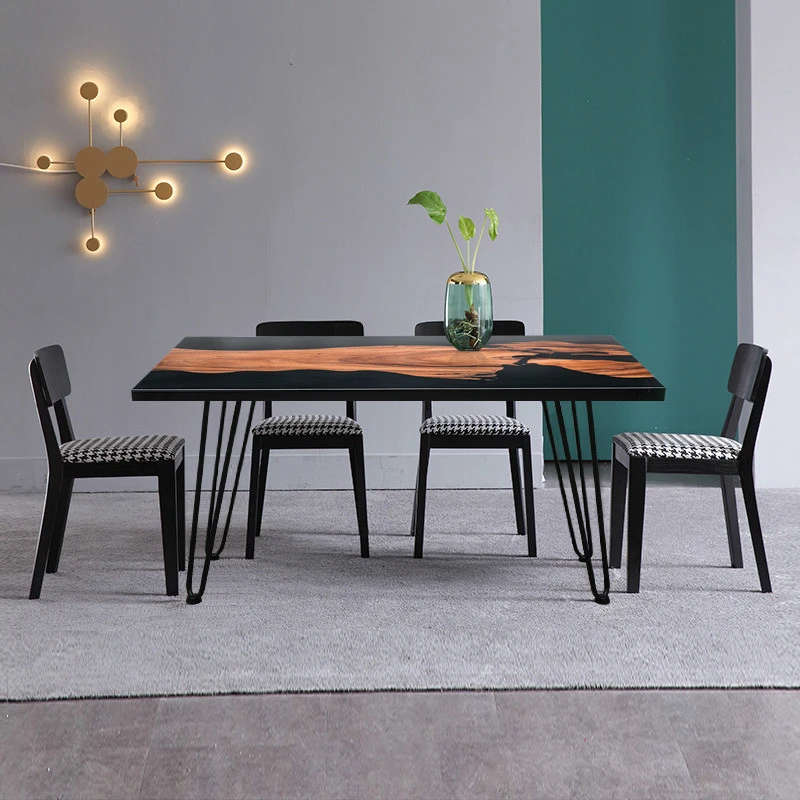Industrial Furniture Modern Solid Walnut Wood Restaurant Dining Table