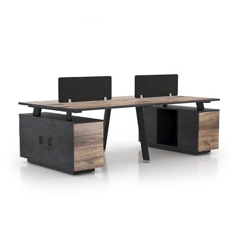 Industrial style open office furniture 4-seat call center workstation desk