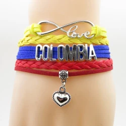 infinity love colombia Bracelet heart Charm love my motherland colombia Flag jewelry bracelets & bangles