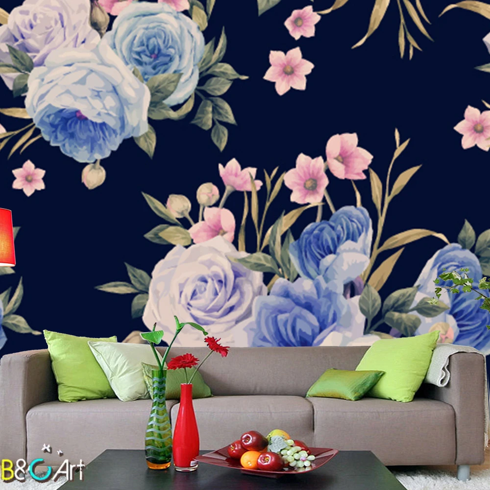 Interior decoration items classic sticker murals nature floral wallpaper