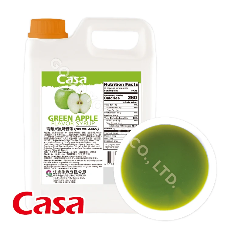 ISO HACCP HALAL Certification Good Young Casa Green Apple Flavor Syrup