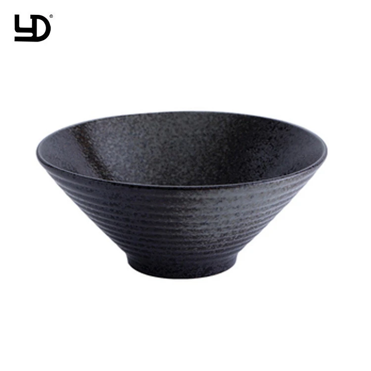 Japanese Porcelain Bowl Under Glazed Round Bowl Enamel Pottery Black 7 Inch 700 ml Mixing Set Porcelain Bowl