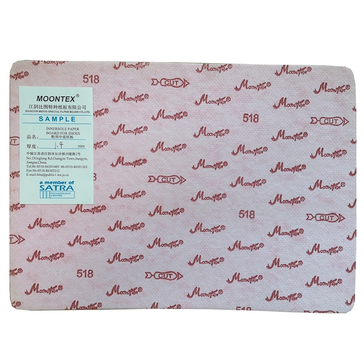 Jiangyin besto Moontex 518 insole board for shoes material