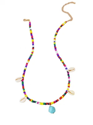 JUHU New handmade measle rainbow beads shell chain necklace cute creative bead woven floral geometric beads jewelry wholesale