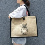 Jute Dyed Shopper and Promotional Bags Cotton Tape with Cotton Rope Rope Handle Screen Print Silk screen