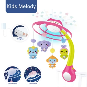 Kidsmelody Blueteeth Remote Control Projection Mobile Hanging Baby Crib Bed Toy Music Bell Baby Mobile