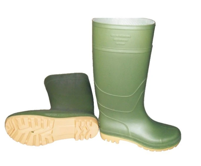 knee rain Boots with green and yellow color