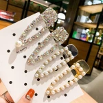 Korean Girl's New Pearl Hairpin Trend Colored Diamond Clip Online Celebrity Rhinestone Hair Clip