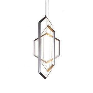 L4u Creative Geometric Hexagon Modern Luxury LED Hanging Pendant Light Chandelier for House Hotel Stairway