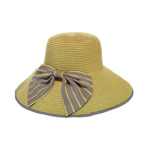 Ladies Wide Brim Straw Hat with Big Bow