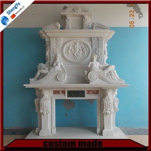 Large Size White Marble Fireplace Mental Sculpture