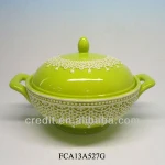 Latest handmade elegant lace design ceramic soup tureen