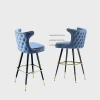 Latest Nordic Design Velvet titanium gold Steel High Bar Chair