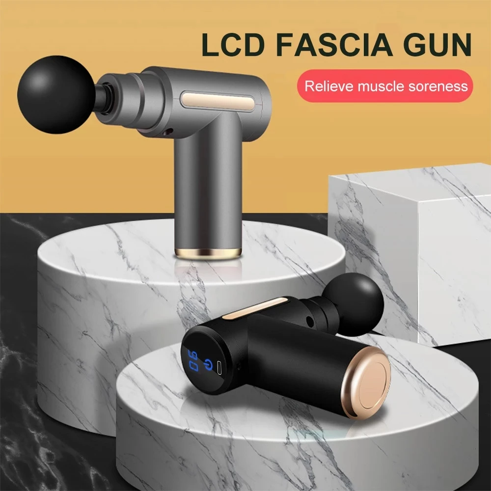 LCD fascia gun mini portable massage stick fitness body massage relax muscle massager relieve pain