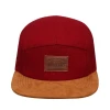 Leather Back Closure Caps Two Tone Outdoor 5 panel Hat Wholesale Leather Patch Logo Camper Hats