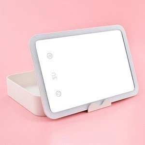 LED Makeup Mirror Box LED Lighted Makeup Mirror 2 in 1 Storage Box For Cosmetics and Jewelry With USB Charging