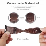 Leefirst Retro Top Grain Genuine Leather Band Replacement Strap with Stainless Steel Clasp for Apple Watch Series 321