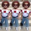 LFQ-496 Children Clothes Set Summer Fashion Trend China Wholesale Baby Clothes Baby Girl Summer Clothes 2021