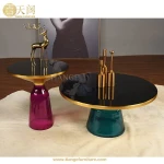 Living Room Decor Furniture Tempered Glass Gold Bell Round Coffee Table