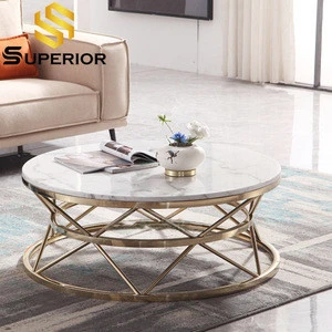 living room furniture luxury marble center side table gold hotel round coffee table