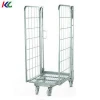Logistics Steel Rolling Metal Mesh Cage Cart Mesh Roll Containers with Casters