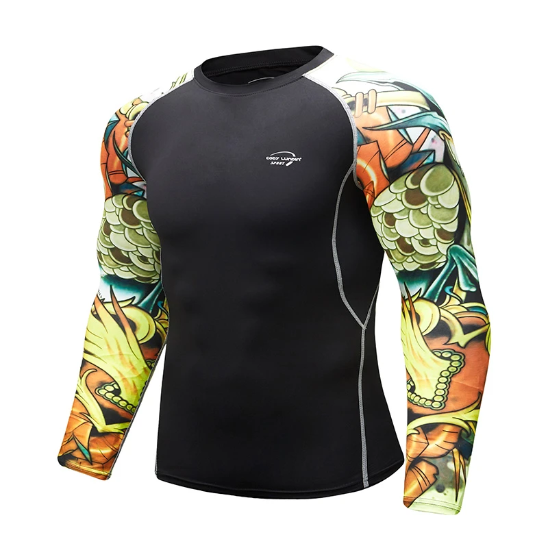long sleeve surfing rash guard men custom gym compression t shirt