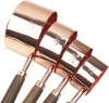 Low MOQ Kitchen Stainless Steel Mirror Polished Rose Gold Measuring Cups Tool Set with Wood Handle