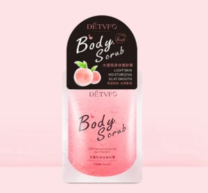 Low moq peach pink body scrub exfoliating to improve chicken skin cleaning whitening body scrub