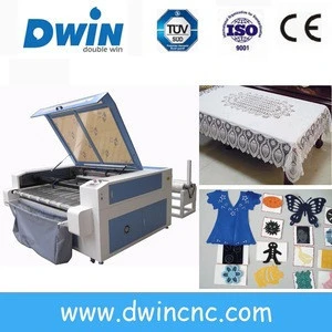 low price auto feeding co2 laser cotton fabric cutting plotter and table machine waste price DW1610 model