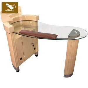 Luxury beautiful glass table nail table, elegant wooden nail salon table BM-M135