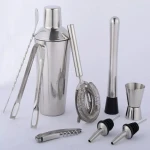 luxury cocktail shaker portable mixology bartender kit with wooden carrying case