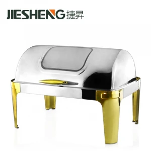 Luxury Roll Top Buffet Catering Equipment Food Heating Full Size Chafing Dish with Vision Lids