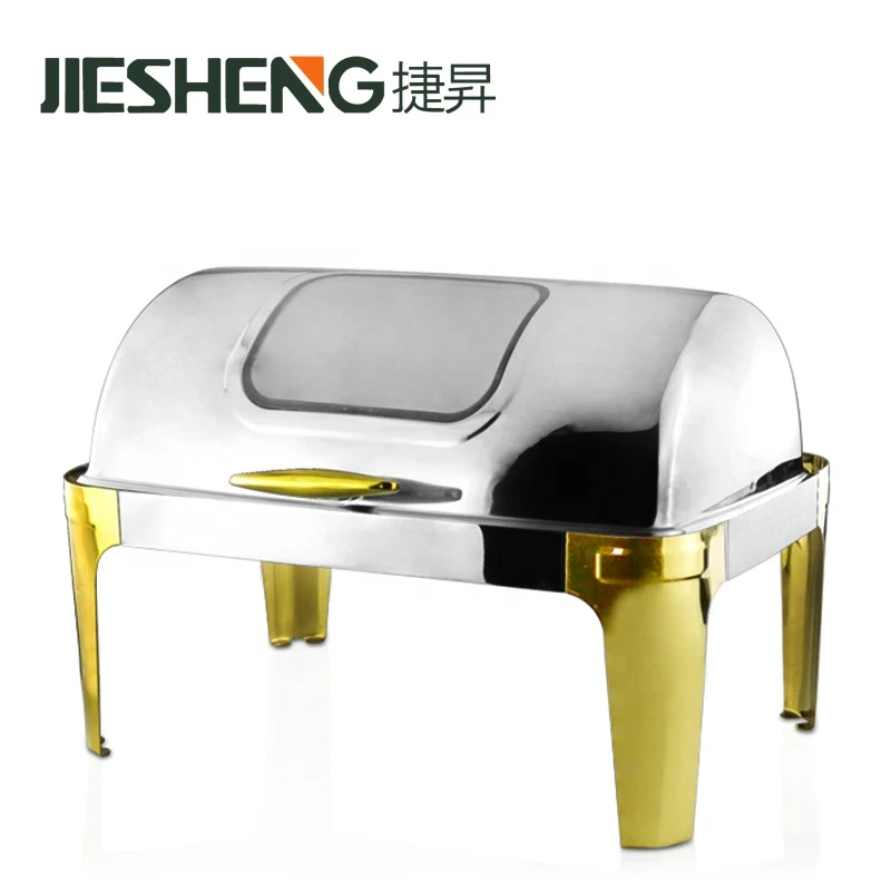 Luxury Roll Top Buffet Catering Equipment Food Heating Full Size Chafing Dish with Vision Lids