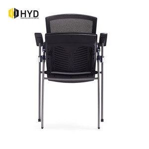 Mesh folding stackable staff room office training chair with tablet writing pad
