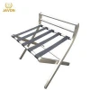 metal chrome hotel bedroom furniture with wooden folding luggage rack suitcase stand organiser