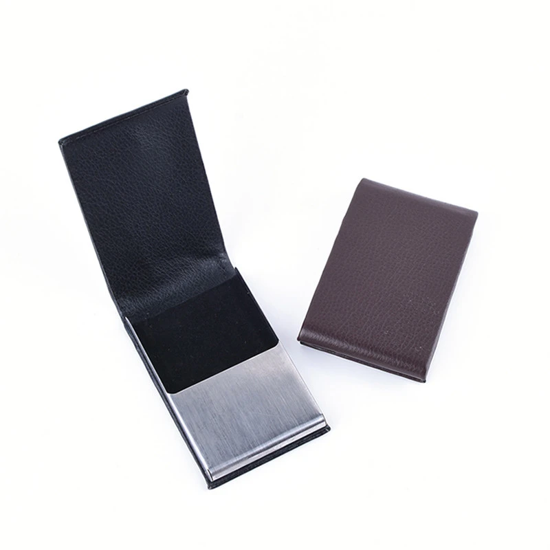 Metal Cigarette Case With Leather Cover Holder With Custom PU Leather Leather Cover