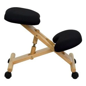 Mobile Wooden Ergonomic Kneeling Chair in Black Fabric ergonomic office chair