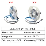 Modern LED Strip Light 12V 5M 5050RGB 30 Light/M 4.8W/M IP20 IR Control AU/EU/US/UK Adaptor for Atmosphere Lighting