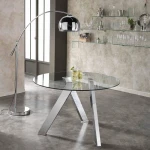 Modern simple Nordic Restaurant Hotel Club tempered glass round table customized wholesale