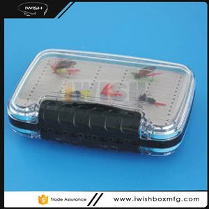 Most Popular Two Sided M Design Durable Plastic Fly Fishing Tackle Box With Slot Foam Liner
