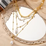 Multilayer Metal Chain Pearl Necklace Simple retro fashion clavicle necklace popular products in 2021 womens necklace