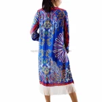 NAPAT Bohemian style Casual print floral Loose Blouse fashion Womens fringed kimono cardigan