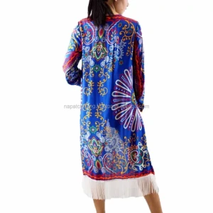 NAPAT Bohemian style Casual print floral Loose Blouse fashion Womens fringed kimono cardigan