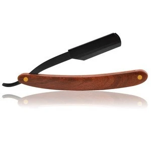 Natural color Private label Colour wood and stainless steel barber straight razor