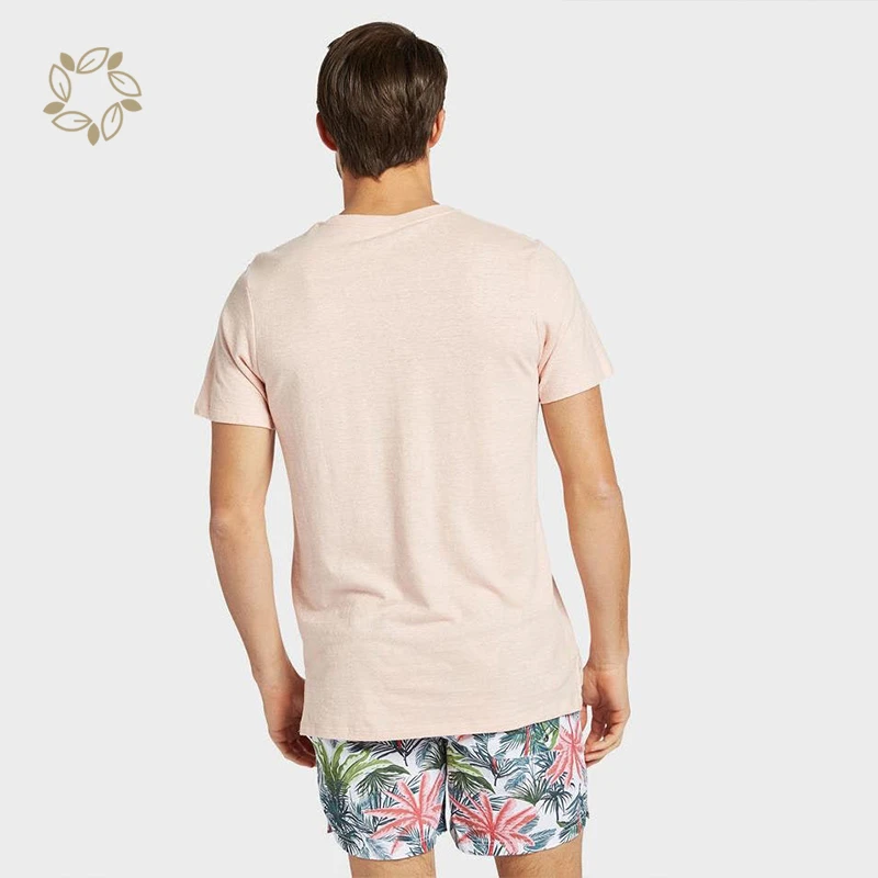 Natural Eco-friendly Plain Dyed Man T-shirt Summer Soft Ventilate T-shirt Organic Cotton Hemp Mens T-shirt