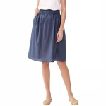Natural fashion ramie cotton blend elastic waistband knee length a-line girls womens skirts